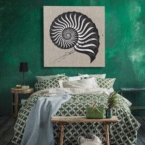 Nautilus Shell Nautical Large art Golden Proportion Acrylic Painting Ocean art original painting made on Linen image 4