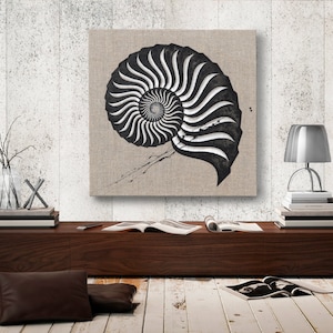 Nautilus Shell Nautical Large art Golden Proportion Acrylic Painting Ocean art original painting made on Linen image 2