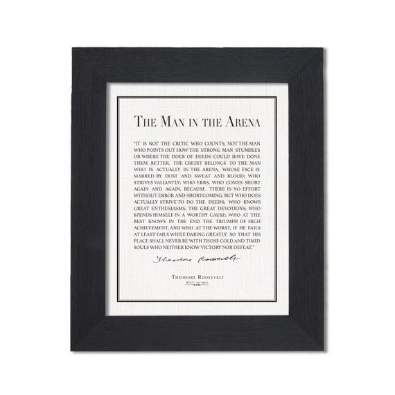 Framed Man in the Arena by Theodore Roosevelt mens office decor Ideal Gift for Lawyers Law School Graduates & Judges Daring Greatly Quote