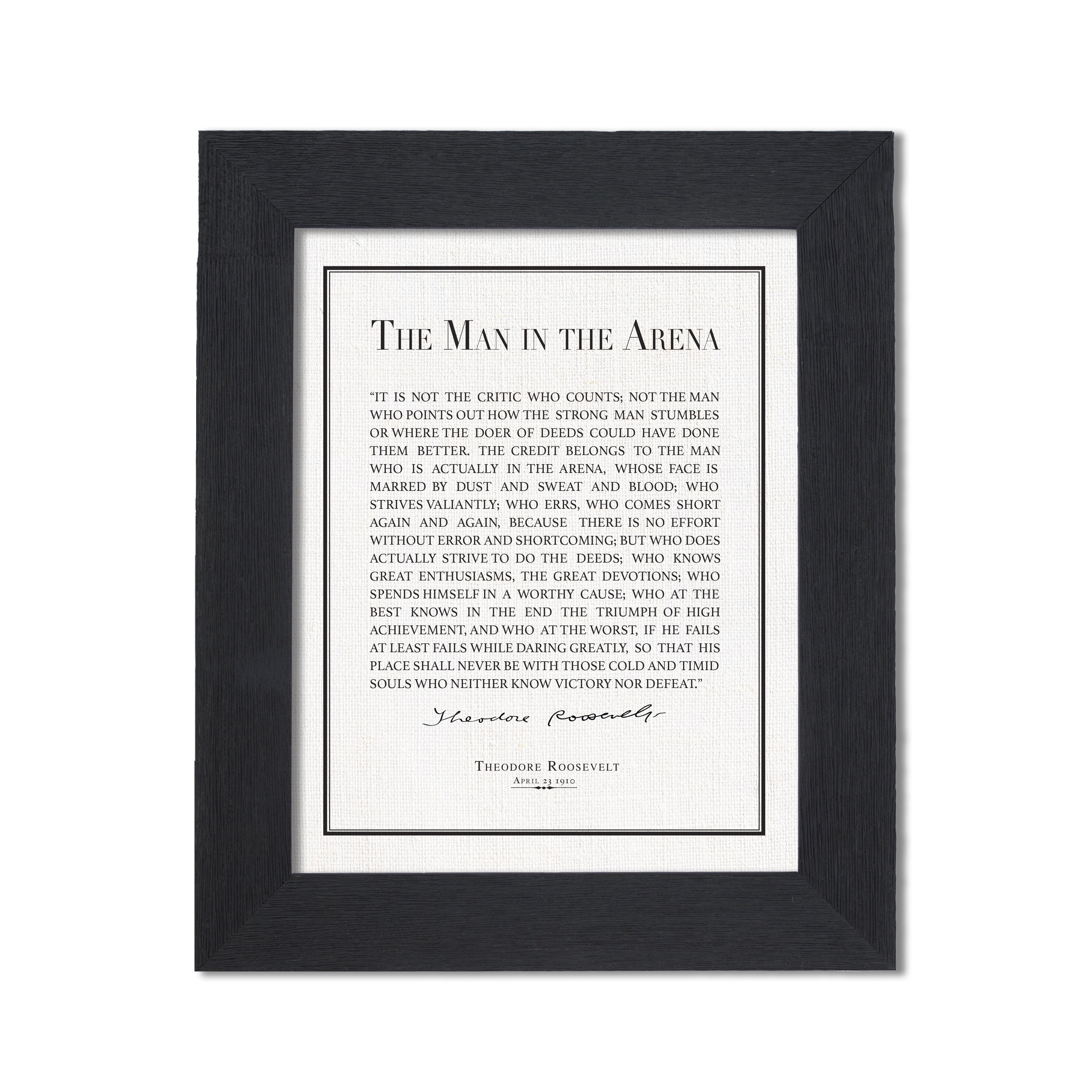 Framed Man in the Arena by Theodore Roosevelt mens office decor Ideal Gift for Lawyers Law School Graduates & Judges Daring Greatly Quote