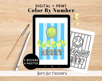 Nervous System Reset Energy Digital Coloring Kit for Procreate | 2 Designs | PNG, Printable, Procreate Files | Stress-Relief Anxiety Gift
