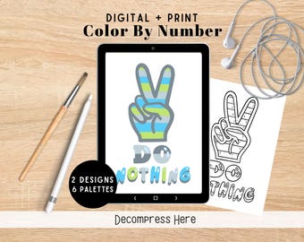 Do Nothing Digital Coloring Kit for Procreate | 2 Nope Mantra Designs | PNG, Printable, Procreate Files | Funny DIY Gift