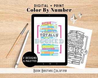 Bookish Avid Digital Coloring Kit for Procreate | 2 Booktok Designs | PNG, Printable, Procreate Files | Calming DIY Gift for Book Nerds