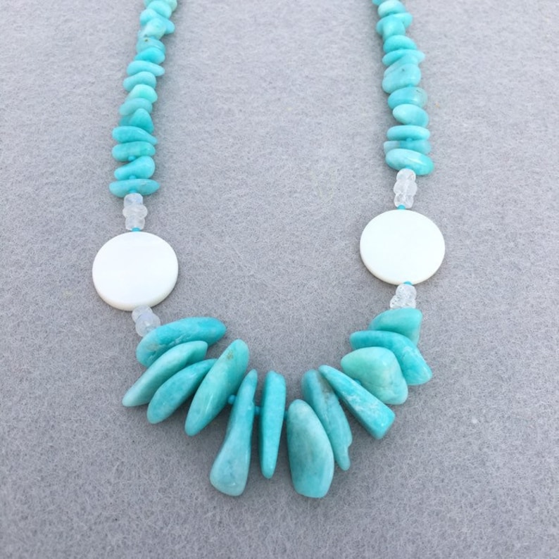 Peruvian Gem Amazonite Necklace with Sterling Silver Details