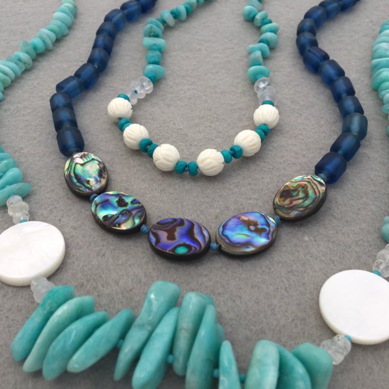 Peruvian Gem Amazonite Necklace with Sterling Silver Details