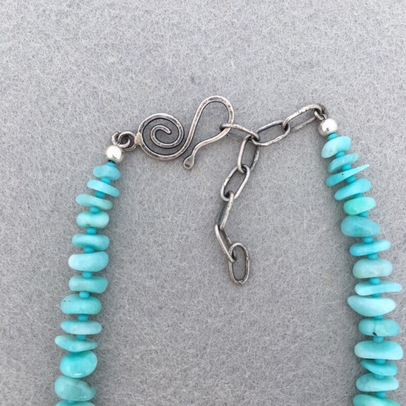 Peruvian Gem Amazonite Necklace with Sterling Silver Details