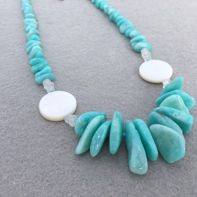 Peruvian Gem Amazonite Necklace with Sterling Silver Details