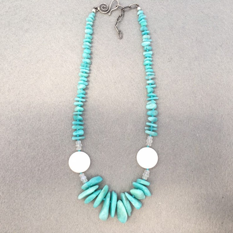 Peruvian Gem Amazonite Necklace with Sterling Silver Details