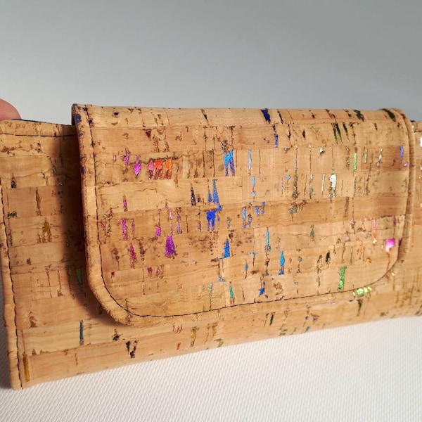 Portefeuille mince en liège et coton