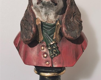 Antique Lord Dog Bust Sculpture Creative Resin Craft Painted Retro Desktop Decor