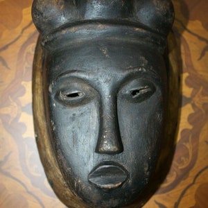 Old Antique Fine Wooden Punu Mukudj Okuyi African Mask Tribal Art Ceremonial 11" image 2