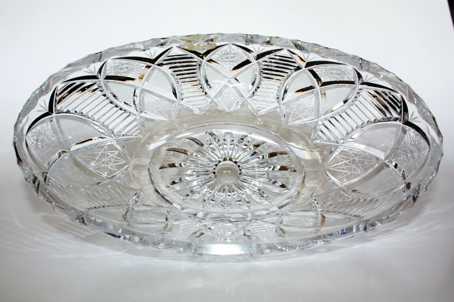 Vintage Genuine Hand Cut Lead Crystal Oval Bowl Bohemia Etsy Canada