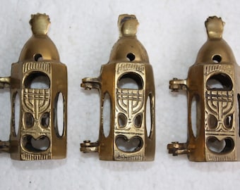 3 x Torah Scroll Case with Brass Chanuka Menorah Decorations Dragees Jais Paris