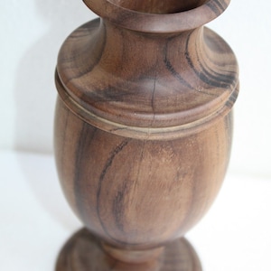 Old Vintage Olive Tree Wooden Vase Urn Goblet Hand Made Collectible Home Decor
