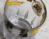 Large Whisky Clear Glass with Black and Yellow Brands White label Ballantines 4 quot