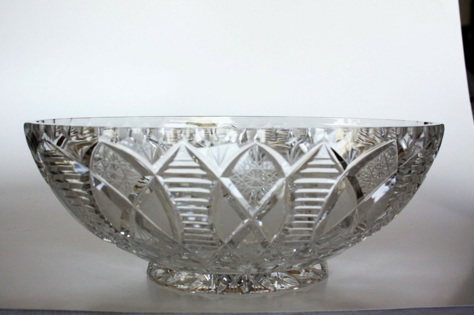 Vintage Genuine Hand Cut Lead Crystal Oval Bowl Bohemia Etsy Canada