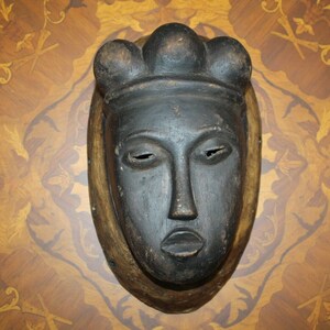 Old Antique Fine Wooden Punu Mukudj Okuyi African Mask Tribal Art Ceremonial 11" image 1