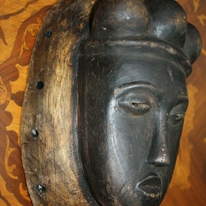 Old Antique Fine Wooden Punu Mukudj Okuyi African Mask Tribal Art Ceremonial 11" image 4