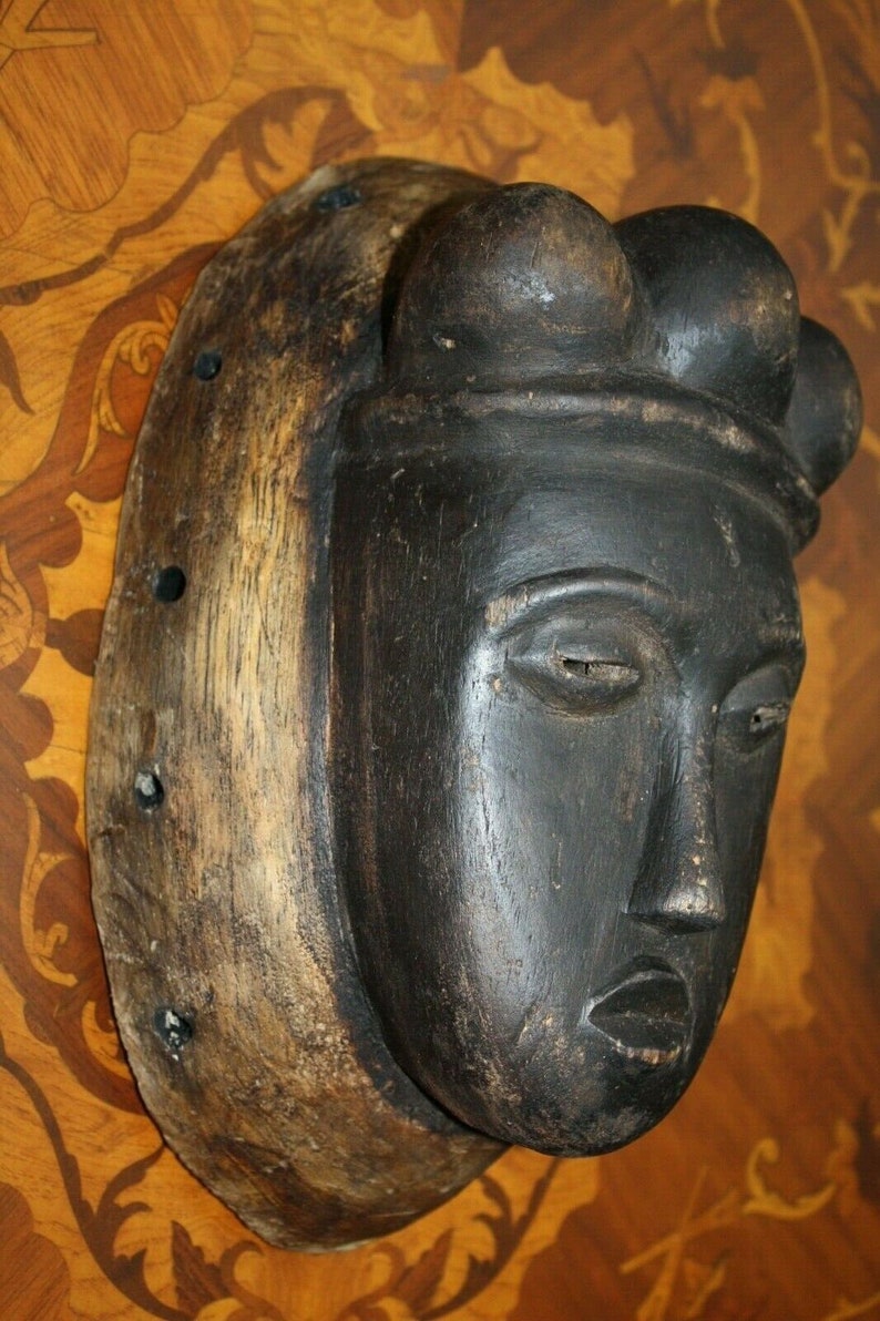 Old Antique Fine Wooden Punu Mukudj Okuyi African Mask Tribal Art Ceremonial 11" image 4