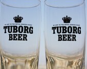 Pair of Vintage Tuborg Glasses by App. to The Royal Danish Court Collectible Box