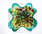 A Fabulous Barovier Toso Green Silver Heavy Italian Murano Glass Bowl Ashtray