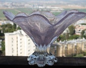 Vintage Awesome Czech Republic Pink Glass Bowl Uncontrolled Bubbles Hand Blown