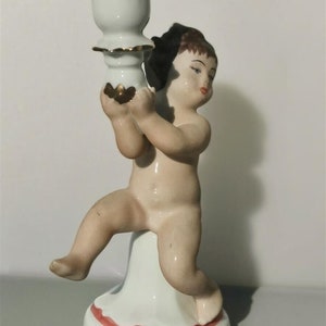 Castiçal antigo de porcelana vintage Curtea De Arges feito na Romênia ARPO