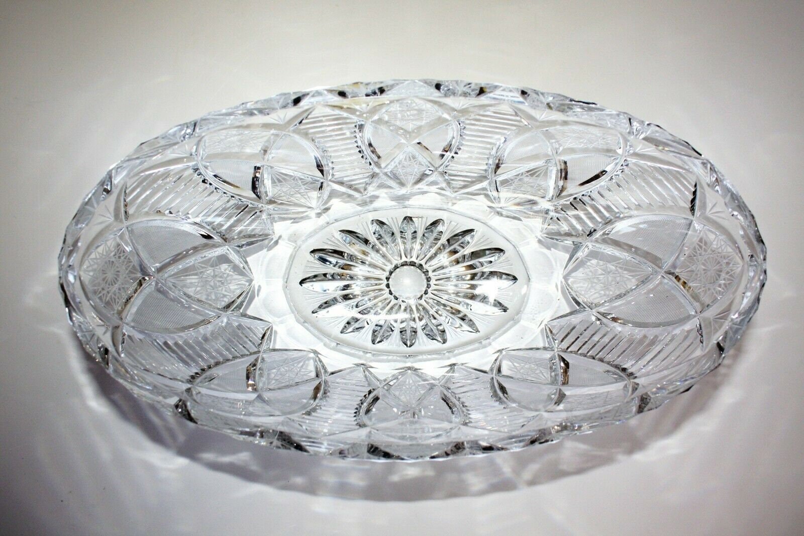 Vintage Genuine Hand Cut Lead Crystal Oval Bowl Bohemia Etsy Canada