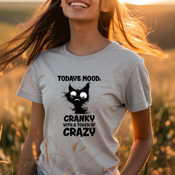 Todays mood - cranky with a touch of crazy; crazy cat design SVG, funny quote, svg, sarcasm, png,