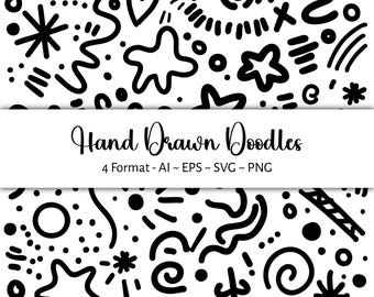 INSTANT DOWNLOAD - Collection of Hand Drawn Doodles - 4 Different Formats.