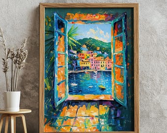 INSTANT DOWNLOAD - Printable Wall Art, Mediterranean Window View Henri Matisse style | Colorful Seaside Painting | Impressionist Art Print