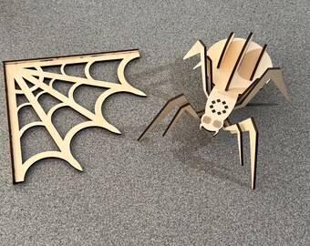 Lasergesneden Halloween-decor: spin- en spinnewebkragen (SVG-, DXF-, AI-bestanden)