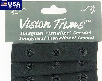 Plastic Snap Button Tape Polyester Tape Ribbon Hook & Eye Fastener Fastening Duvet Sewing Renaissance Dance Costumes Drapery lingerie-Black