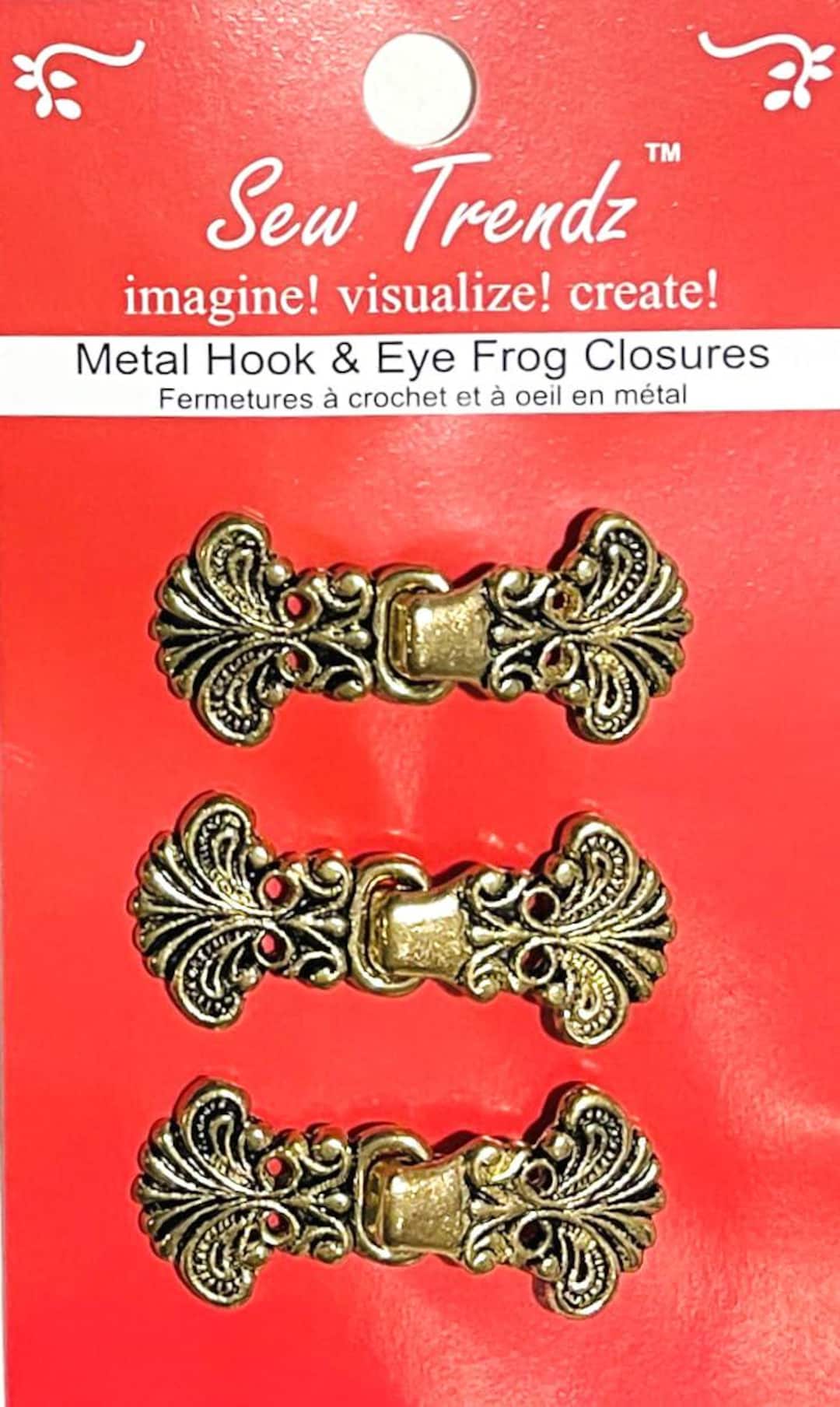 3 Pairs Metal Chinese Frogs Button Closures Clasp Clip Hook & Eye ...