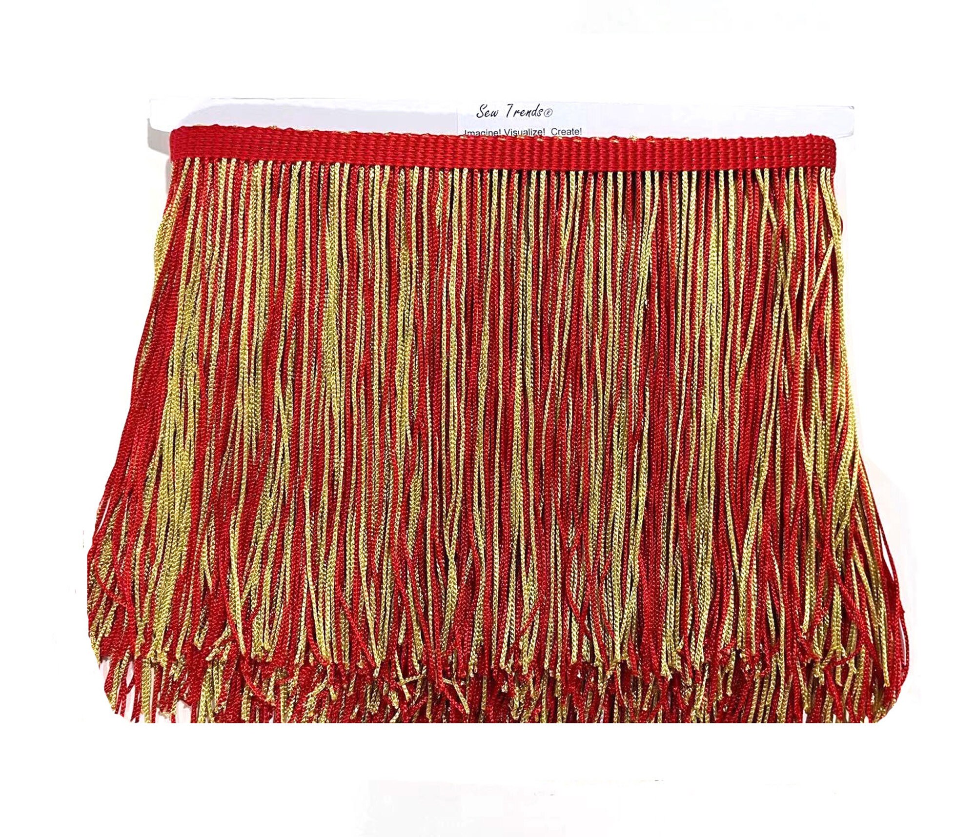 6 To 12 Long Chainette Thread Yarn Fringe Two Tone Multicolor Red...