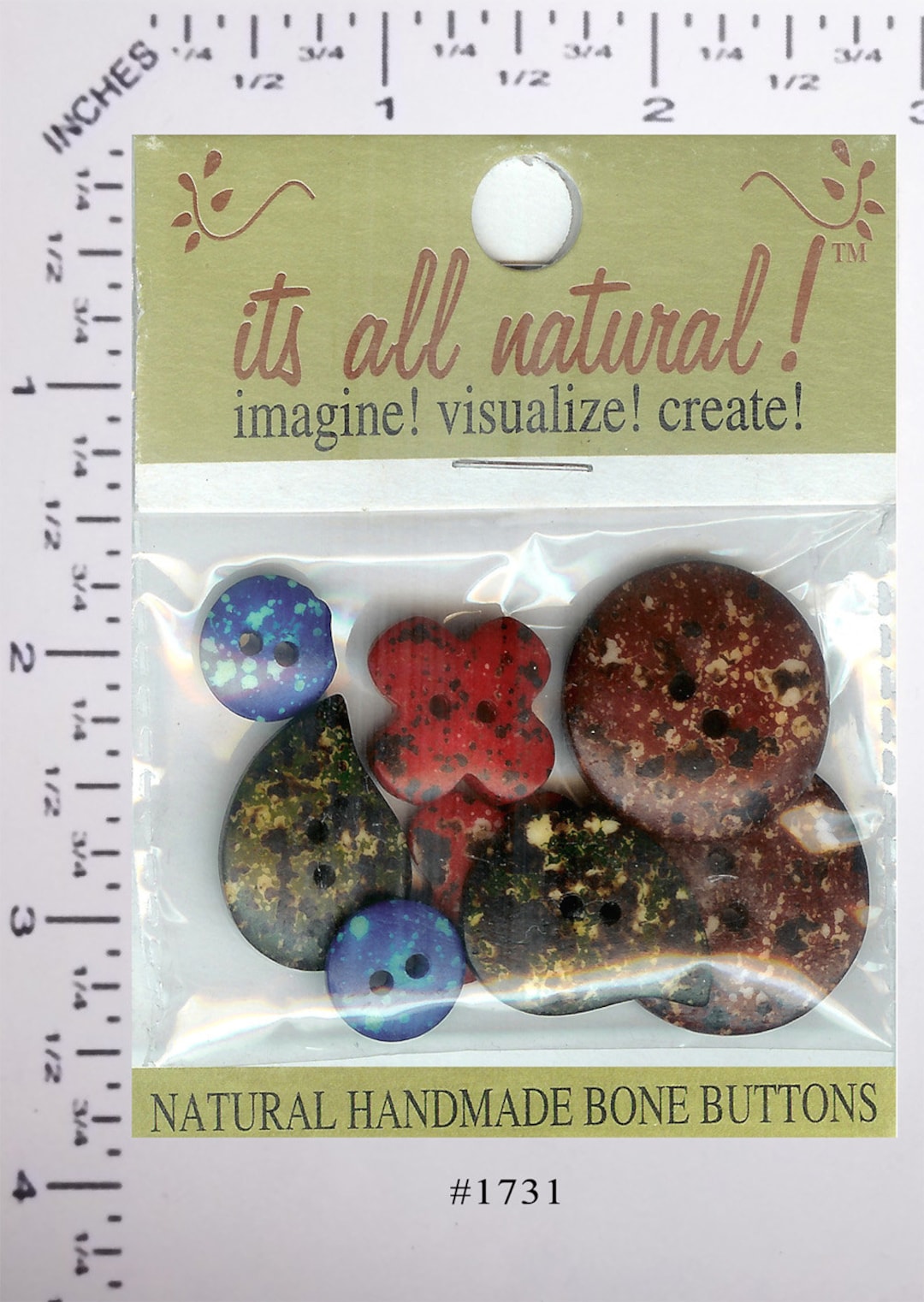 Vision Trims Handmade Natural Bone Buttons Marbleized Spray Design