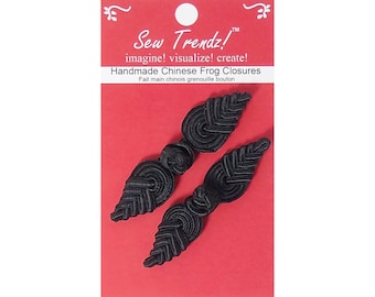 Chinese Frogs Button Closures Hook & Eye Fastener- HANDMADE- Black- Pineapple Design- 2 Pair/pks/pk.  #FG4756
