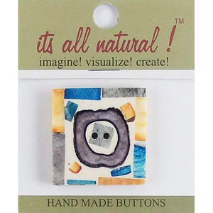 Handmade Natural Bone Buttons- Multicolor- 37x37mm- Millefiory Technique Design- 1 pc/pk. #1795