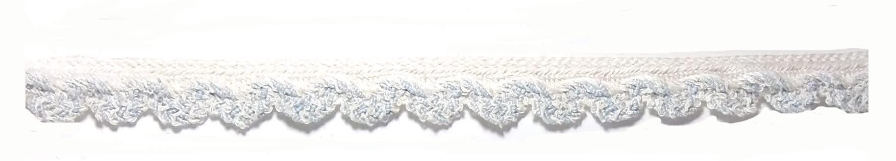 3 Yards Light Blue White Cotton RIC Rac Thick Edging Gimp Braid Trim- 0.75" Wide - Sewing Quilting Renaissance Dance Bridal Costumes Drapery