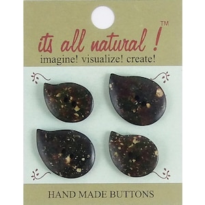 Handmade Natural Bone Buttons- Dark Olive- Assorted Sizes Marbalized Paisley Designs- 4 pcs/pk. #1853