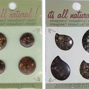 Vision Trims Handmade Natural  Bone  Buttons - Marbleized spray design- Burgundy & Olive colors -  2 styles ASSORTMENT