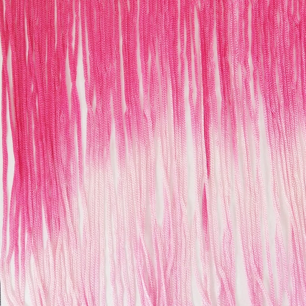 7" to 12" Long Two Tone Tie Dye Ombre Chainette Tassel Thread Fringe-  Multi color Yarn Loop Fringes- Dark Pink Light Pink Shades - #19