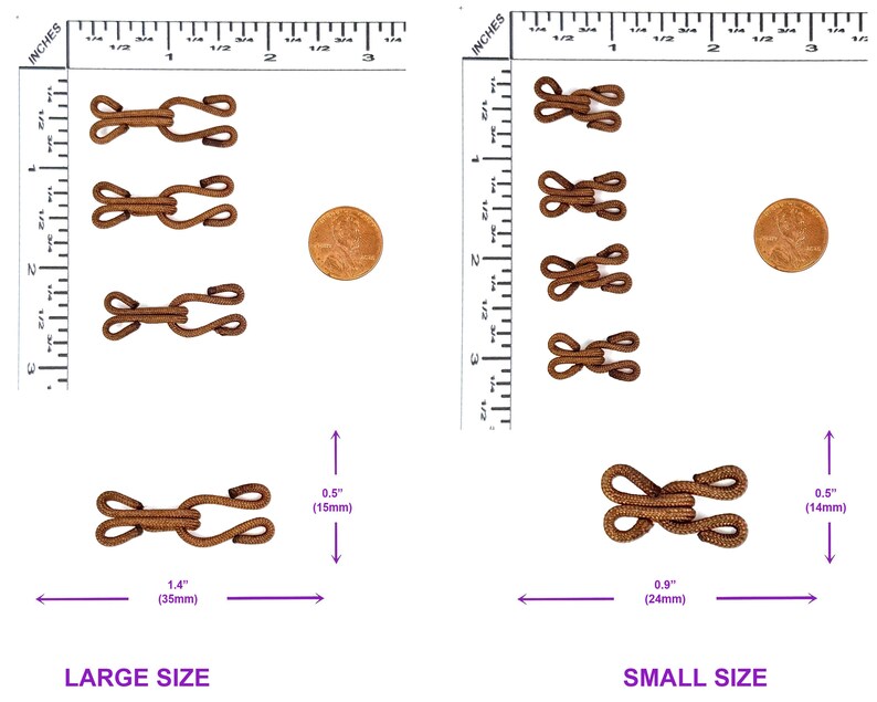 Corded Metal Hook and Eye Frogs Button Sew on Closures Clasp Clip ...
