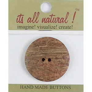 Handmade Natural Coconut Buttons- Natural Coco - 40mm - Round Shape Design - 1 pc/pk. #1755
