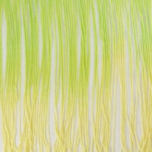 7&quot; to 12&quot; Long Two Tone Tie Dye Ombre Chainette Tassel Thread Fringe-  Multi color Yarn Loop Fringes- Lime Green & Lemon Yellow Shades - #17