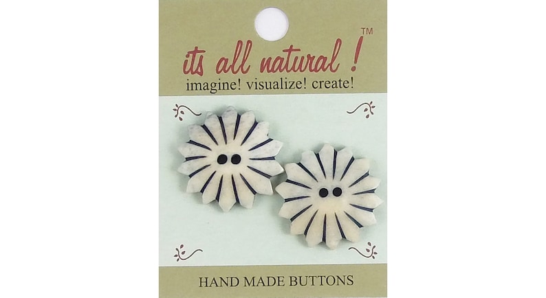Handmade Natural Bone Buttons 32mm 2 pcspk Cut Out Flower Antique BlackIvory #1956