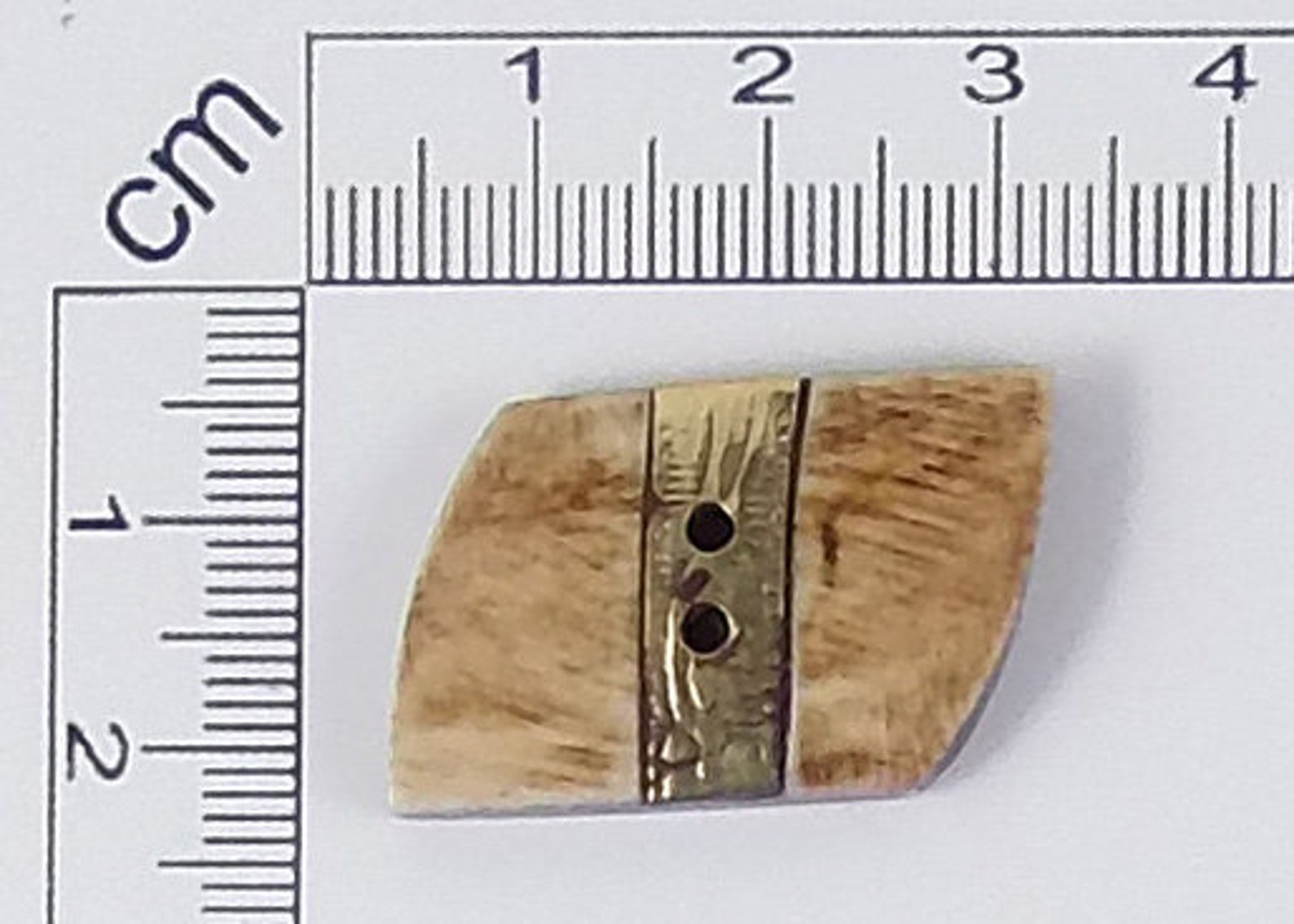 Handmade Natural Bone Buttons - Antique Brown Aztec Design, 28mm Round (2 Pieces)