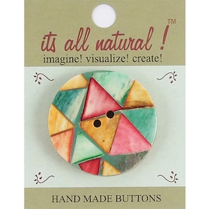 Handmade Natural Bone Buttons- Multicolor- 45mm - Round Quilting Pattern Design- 1 pc/pk. #1788