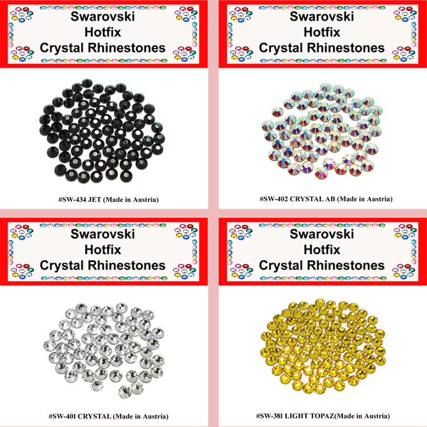 Swarovski Crystals  Hotfix Rhinestones  - Iron On Crystals  - Hot fix Crystals  - Swarovski Hot Fix Rhinestones -  Free Domestic shipping.