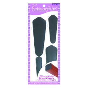 SCISSORFOBZ Designer Scissors Sheaths Shears Protective Covers-4 pcs Assorted Size Value Pack- Black Color-#4-24